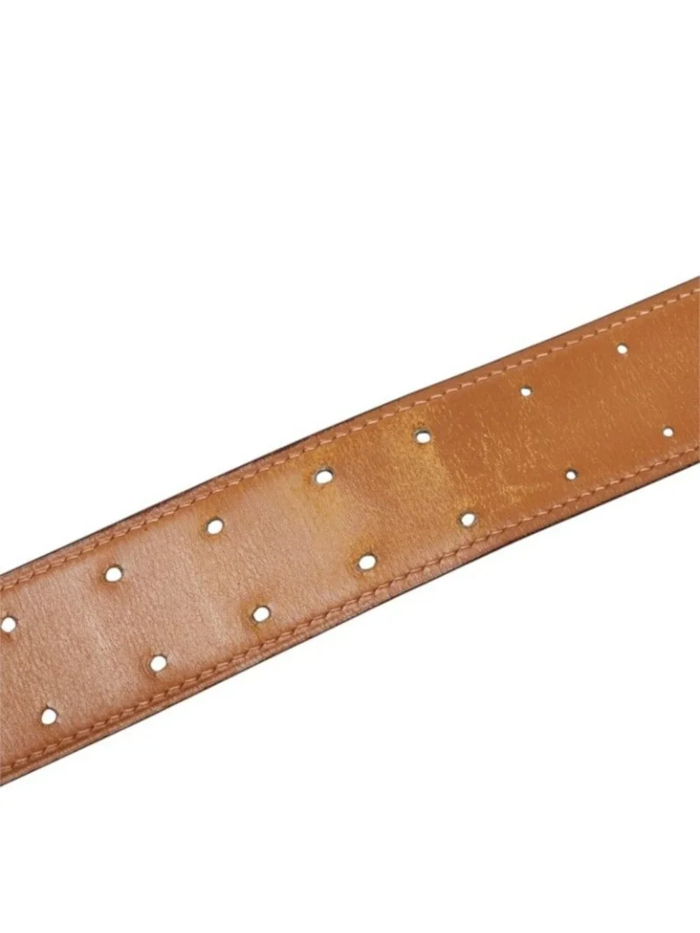 Hermes Belt Motif Buckle Brown Gold Leather